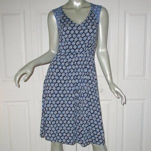 BODEN Blue Floral Sleeveless Knee-Length Dress